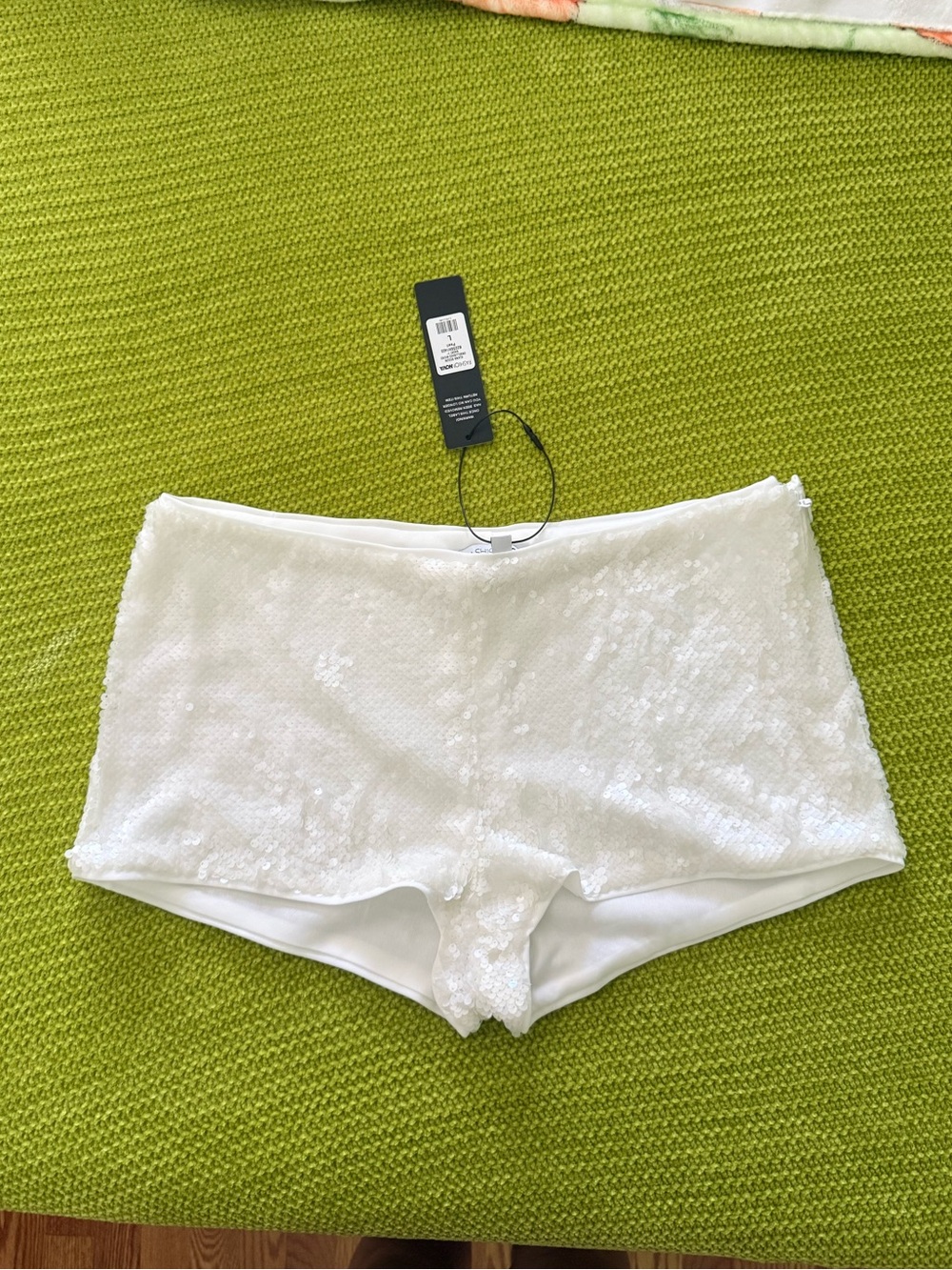 Fashion Nova White Sequin Embellished Microshorts